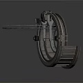 Mechanical Circular Metal Structure With Curved Track And Industrial Components