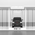 Display Shelves With Transparent Glass Structure For KIWI EV Car Showcase