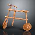 Handcrafted Wooden Tricycle With Natural Wood Handlebar Seat And Wheels