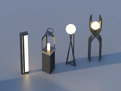 Modern Outdoor Lights With Various Unique Designs And Stylish Contemporary Shapes 3d model