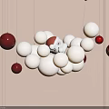 Modern Spherical Pendant Lights With White And Dark Red Balls For Interior Design
