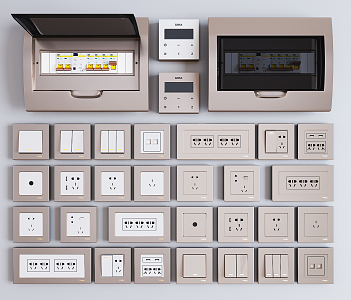 Modern switch socket panel strong electric box combination 3d model