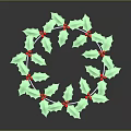 Green Holly Plant Wreath With Red Berries And Circular Leaf Design