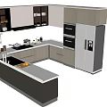 Modern Kitchen Cabinets With White Finish In Open Concept Layout And Island Counter