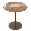 Modern Side Table With Marble Pattern Top And Sturdy Metal Pedestal Base Design 3d model