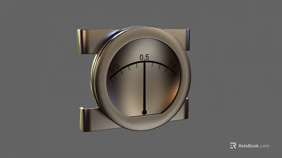 Industrial Equipment Analog Pressure Gauge with Metal Frame and Calibrated Scale and Precision Pointer Indicator 3d model 