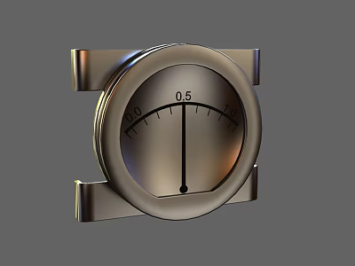 Industrial Equipment Analog Pressure Gauge with Metal Frame and Calibrated Scale and Precision Pointer Indicator 3d model