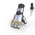 Armored Gloves With Silver Gold Accents Leather Strap And Mechanical Details
