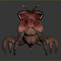 Horror Monster Game Movie Character With Large Mouth Sharp Teeth And Glowing Antennae
