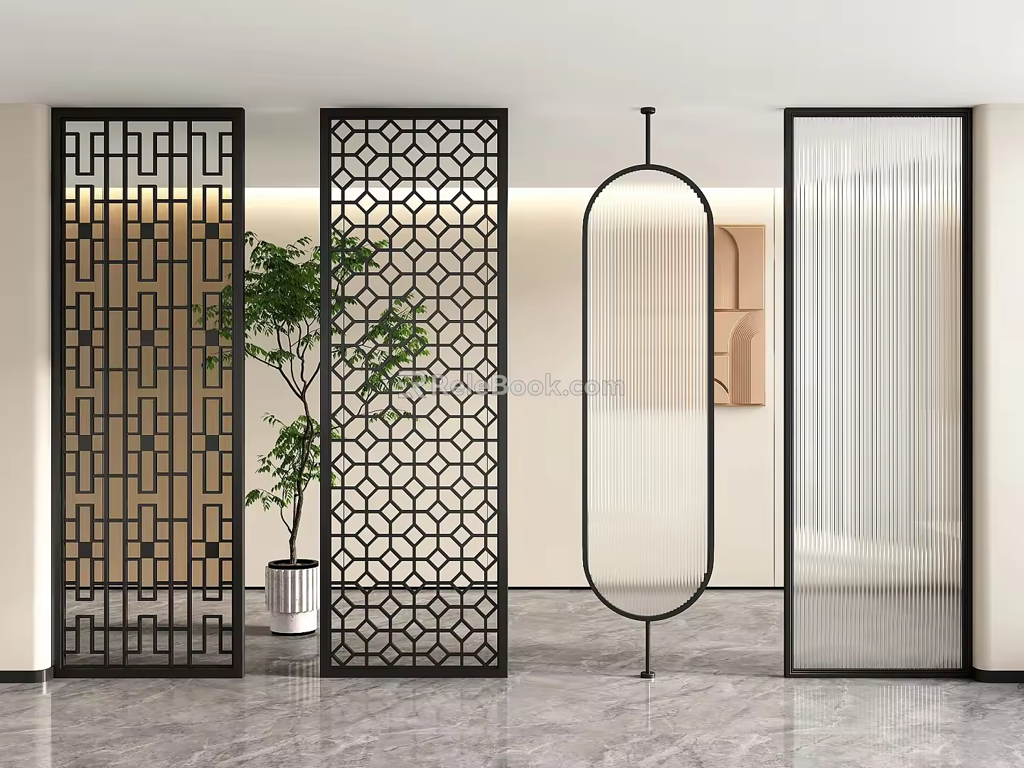 Screen partition glass partition hollow partition porch partition metal partition living room partition 3d model