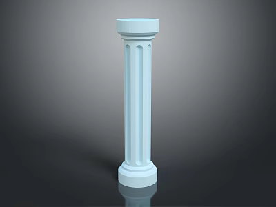 Classical White Fluted Column with Base and Capital Architectural Decorative Element 3d model