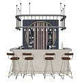 Modern Bar Chair Combination Bar Workbench 3d model