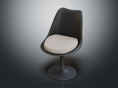 Modern Leisure Chair With Black Curved Backrest White Padded Seat And Round Base 3d model