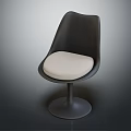 Modern Leisure Chair With Black Curved Backrest White Padded Seat And Round Base