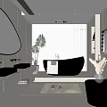 Modern Bathroom Interior Design With Double Sinks Marble Countertops And Freestanding Bathtub