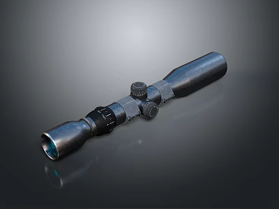 Tactical Rifle Weapon Scope With Adjustable Knobs And Optical Lens 3d model