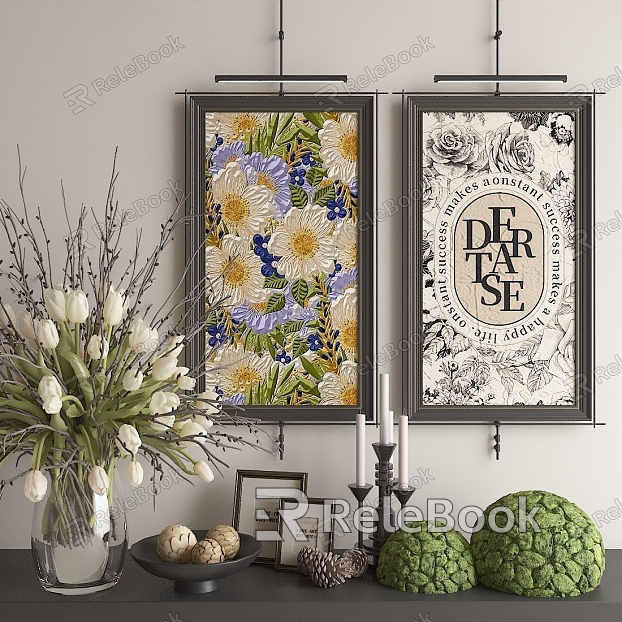 Modern floral hanging painting ornaments combination model