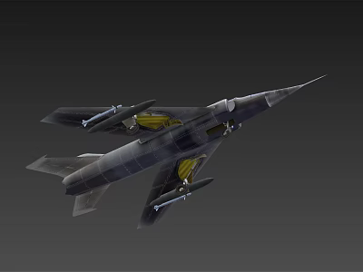 Sleek Military Fighter Jet With Streamlined Body Missile Attachments And Dark Camouflage 3d model