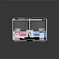 Retro Two Player Arcade Machine With Pink Blue Screens And Classic Design
