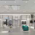 Bright Clothing Store Interior With Mannequins Clothes Racks And Modern Lighting