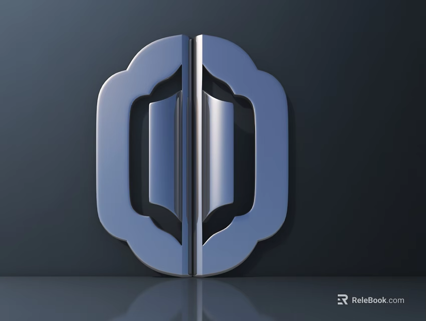 Metallic Wall Decor With Symmetric Geometric Curves And Shiny Surface On Dark Background 3d model 