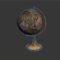 Vintage Globe Decorative Ornament with Brass Stand and Copper Base for Home Office Table Decoration