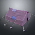 Pink Camping Tent With Patch Design And Support Poles For Outdoor Use 3d model