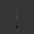 Unique Decorative Copper Blade With Green Handle And Blue Gemstone Design 3d model