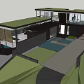 Modern Detached Villa on Hillside with Waterfront View Large Glass Walls and Green Roof Design