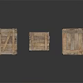 Three Wooden Crates In Various Sizes With Wooden Material And Metal Straps