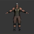 Game Movie Character With White Helmet Green Camouflage Vest Brown Shorts And Black Boots