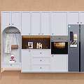 Modern Entryway Cabinet And Side Cabinet With Hanging Area Decorative Items And Drawers