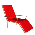 Red Lounge Chair With Golden Metal Frame Modern Contemporary Design Armrest And Adjustable Footrest