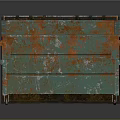 Rusted Green Metal Dumpster Featuring Worn Surface And Rolling Wheels