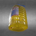 Large Yellow Condiment Bottle With Blue Cap And Label On Gray Background 3d model