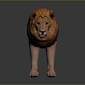 Detailed Lion Character Featuring Thick Brown Mane Standing In Studio