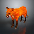 Orange Fox 3D Model With Black Ears Legs Tail Open Mouth And Gray Background