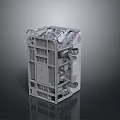 Gray Industrial Mechanical Structure Model With Complex Holes And Grid Pattern Design