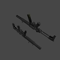 Two Modern Black Tactical Rifles With Barrels Magazines And Rail Systems