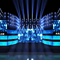 Futuristic Stage Design With Blue Lighting LED Screens And Steps