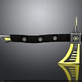 Modern Battle Axe With Black Handle Silver Circular Decorations Yellow Blade Edge And Silver Tip