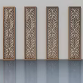 Hinged Doors With Leaf Pattern Carved Design Brown Frames On Gray Floor With Reflections 3d model