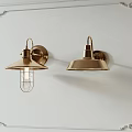 Brass Vintage Wall Lamps Mounted On White Wall With Decorative Frame