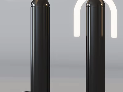 Modern Black Cylindrical Table Lamp With White Light Strip For Home Decor 3d model