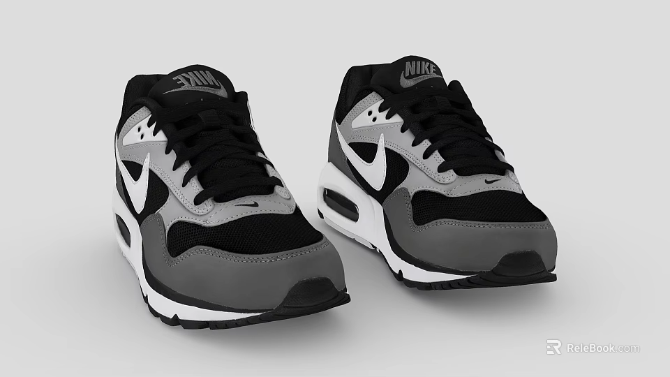 Nike Air Max Classic Sneakers Black Gray White Design With Logo And Cushioned Sole 3d model 