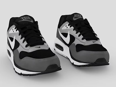 Nike Air Max Classic Sneakers Black Gray White Design With Logo And Cushioned Sole 3d model