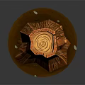 Wooden Stone Stump Decorative Piece With Natural Texture Grass And Small Stones On Base