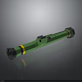 Green And Yellow Striped Long Cylindrical Weapon Barrel With Black End Parts