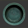 Antique Greenish Blue Bronze Basin With Decorative Edge And Circular Shape