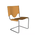 Stylish Modern Leisure Chair With Brown Fabric Seat And Silver Metal Frame